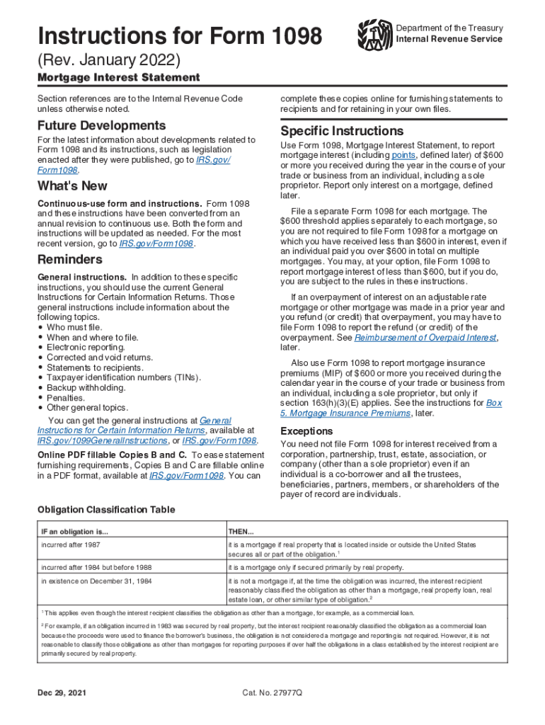 Www Templateroller Comgroup863Instructions for IRS Form 1098 &amp;quot;Mortgage Interest Statement&amp;quot;