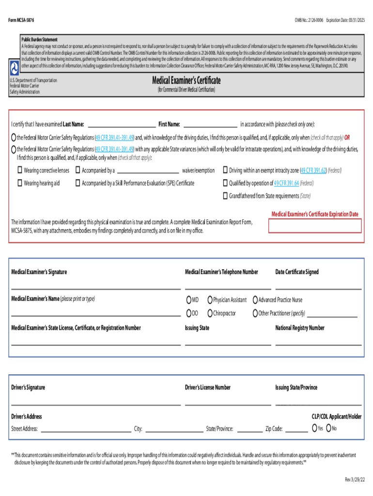  Form MCSA5876OMB No 21260006 Expiration Date 03 2022-2024