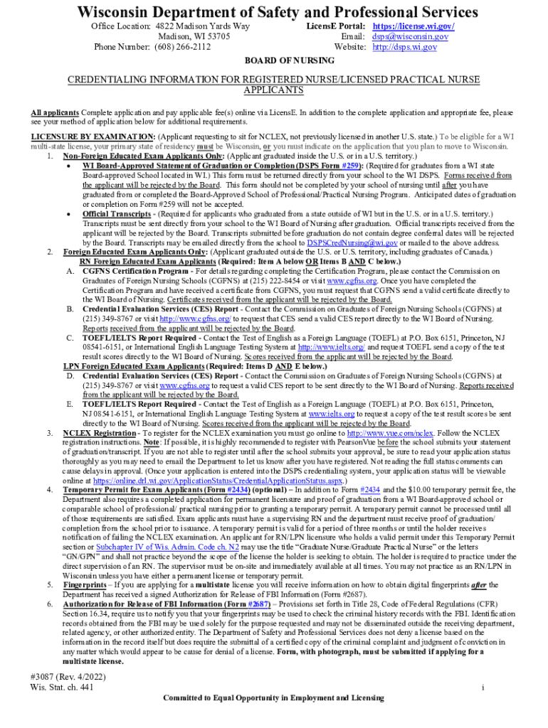  #3087, Credentialing Information for Registered NurseLicensed Practical Nurse Applicants #3087, Credentialing Information for Re 2022-2024