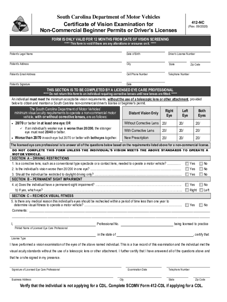 South Carolina Drivers Licenses  Form