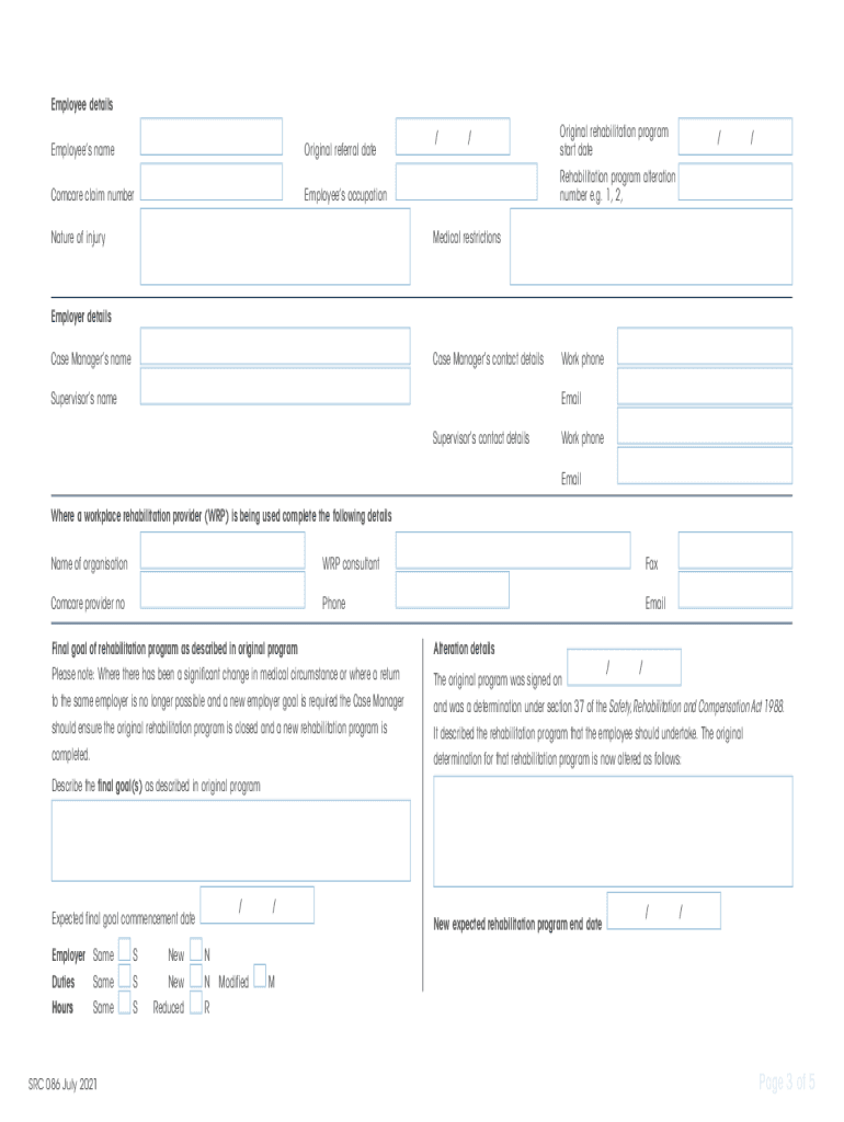 Www Comcare Gov Auscheme Legislationsrc ActSafety, Rehabilitation and Compensation Act SRC Act  Form