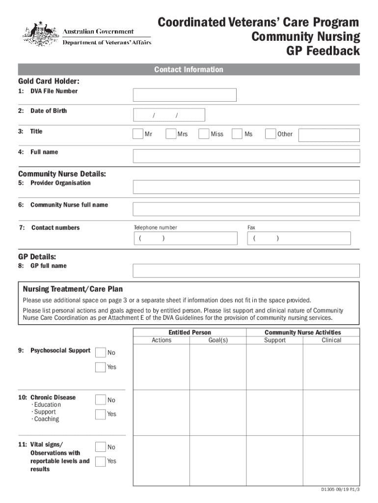 Coordinated Veterans Care Program  Form