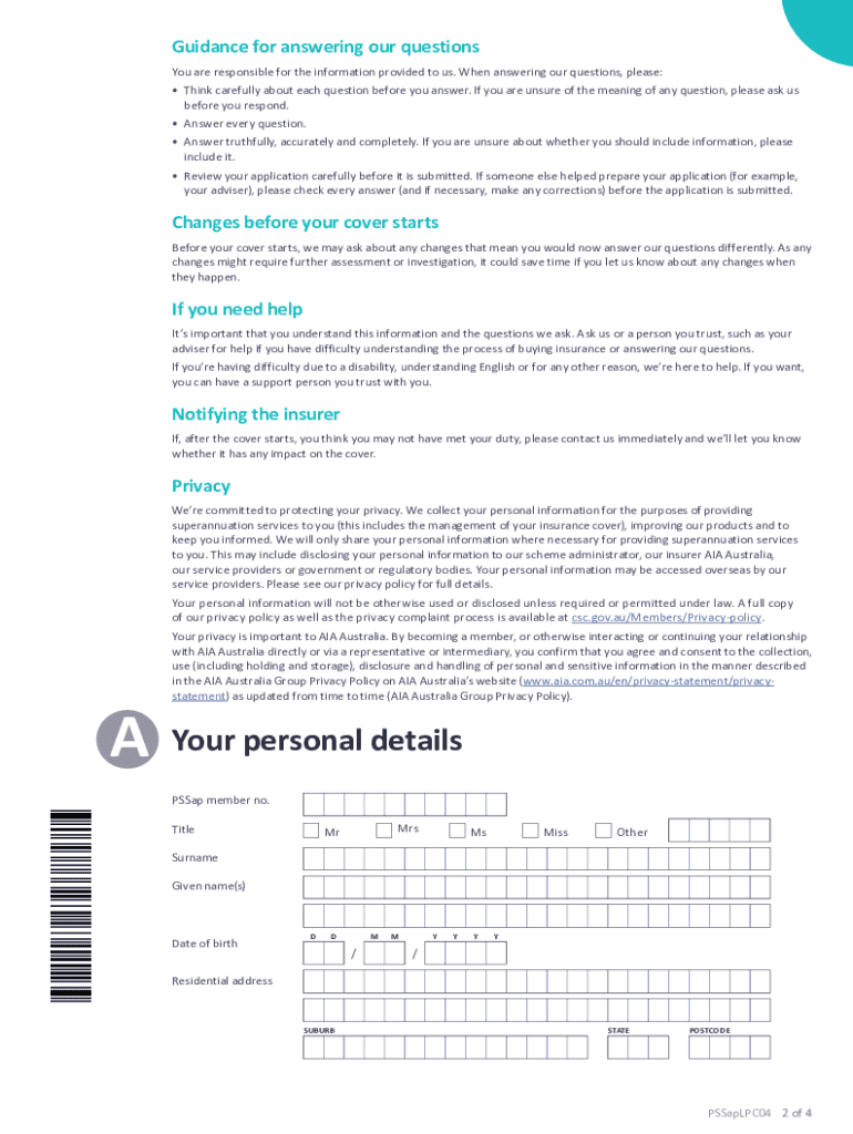 PSSap LifePLUS Cover Extension of Cover Form PSSap LifePLUS Cover Extension of Cover Form