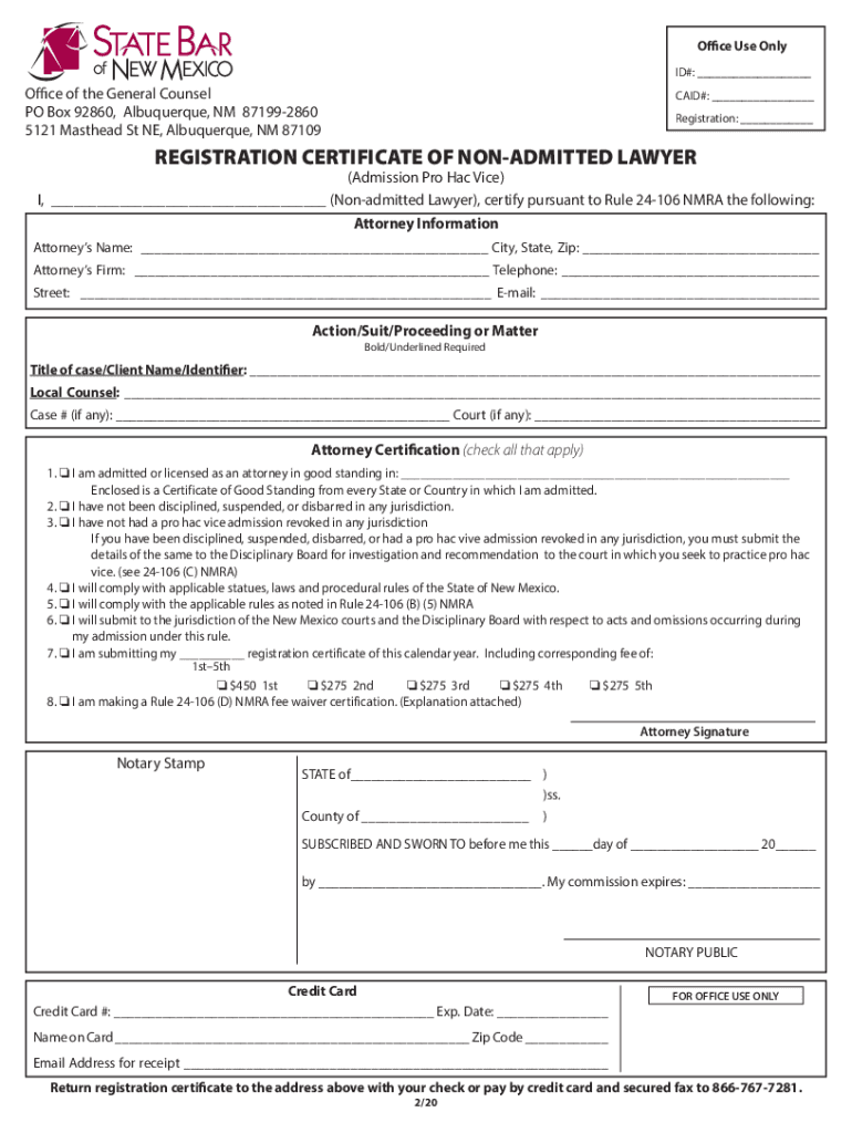 New Mexico Registration Certificate  Form
