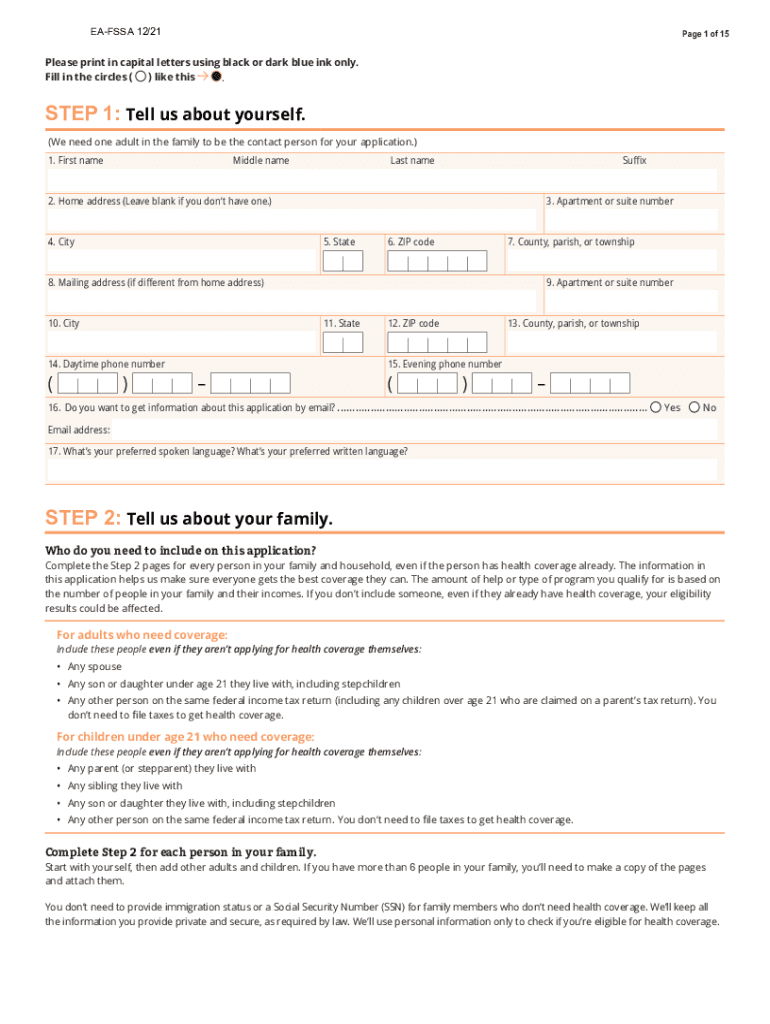 Www Templateroller Comtemplate2049547Form EA FSSA &amp;quot;Application for South Dakota MedicaidChip