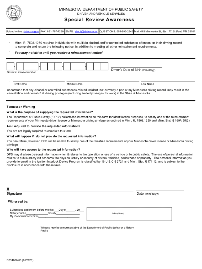 Mn Special Review Awareness  Form