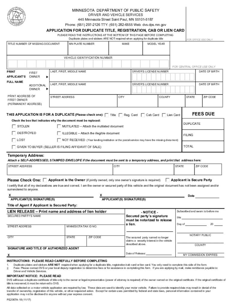  Application Duplicate Title Cab 2017-2024