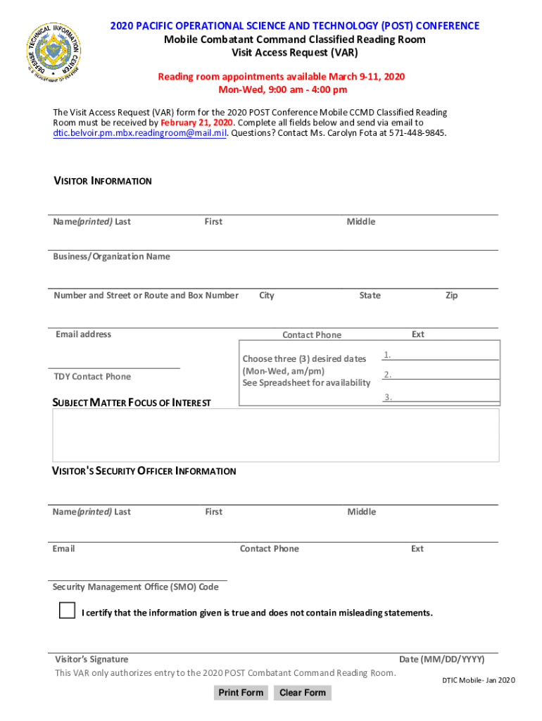 Discover Dtic Milwp Contentuploads2020 PACIFIC OPERATIONAL SCIENCE and TECHNOLOGY POST DTIC  Form