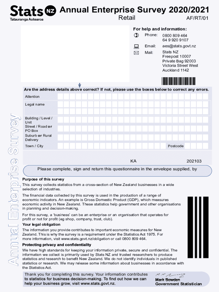 A Nnual E Nterprise S Urvey Stats NZ  Form