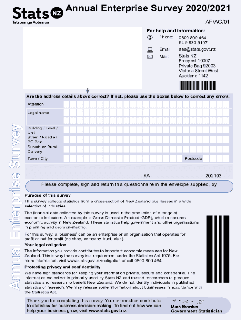 PDF a Nnual E Nterprise S Urvey Stats NZ  Form