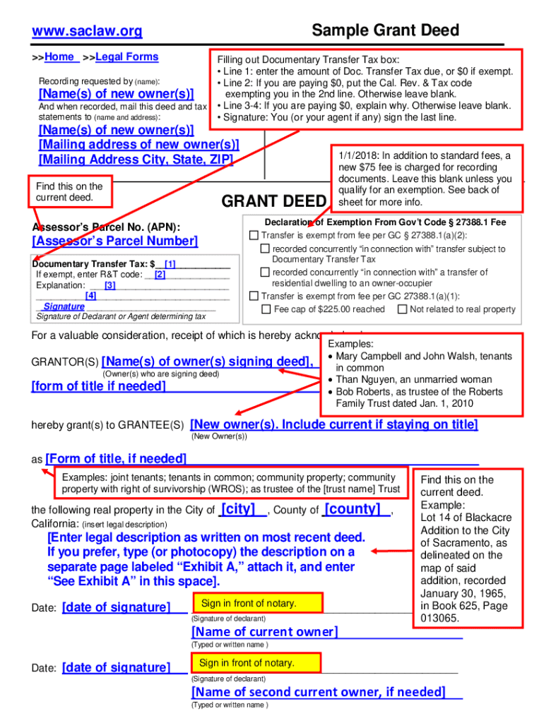 CA SCPLL Sample Grant Deed Sacramento County  Form