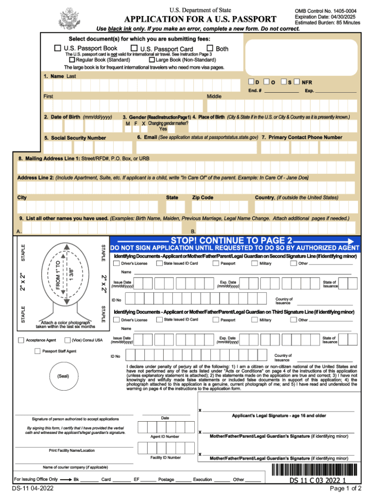 DS-11 Form (US Passport Application)