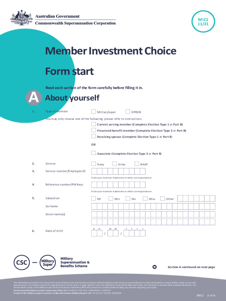 Member Investment Choice Member Investment Choice  Form