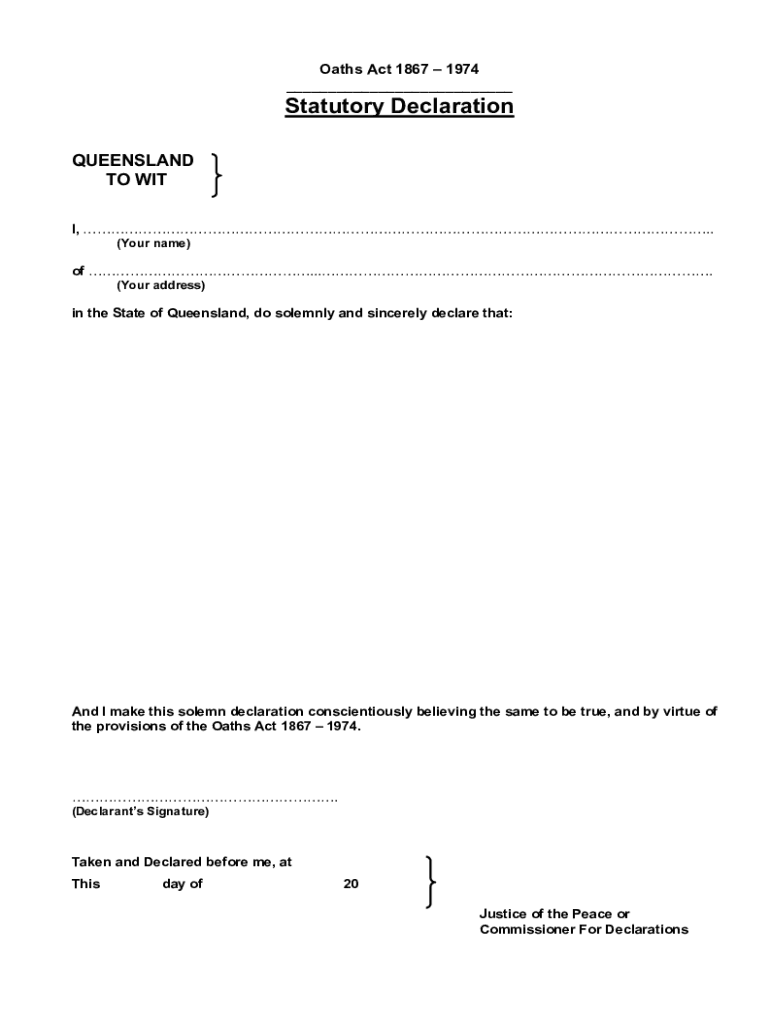  Statutory Declaration Form 2004-2024