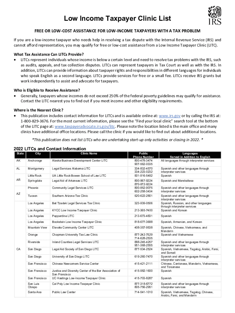  Low Income Taxpayer Clinic List IRS Tax FormsLow Income Taxpayer ClinicsInternal Revenue ServiceIRS Low Income Tax Clinics Can H 2022