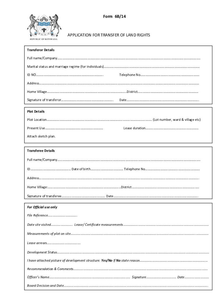 Application Transfer Land  Form