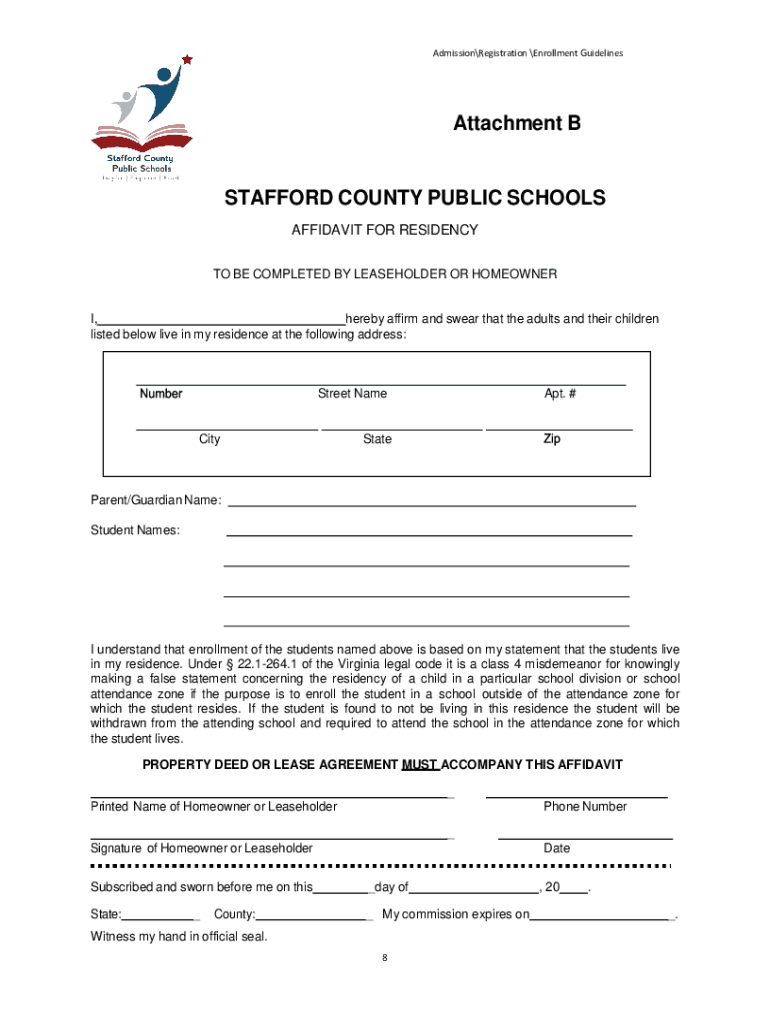 Fillable Online Notarized Affidavit Stafford County Public Schools  Form