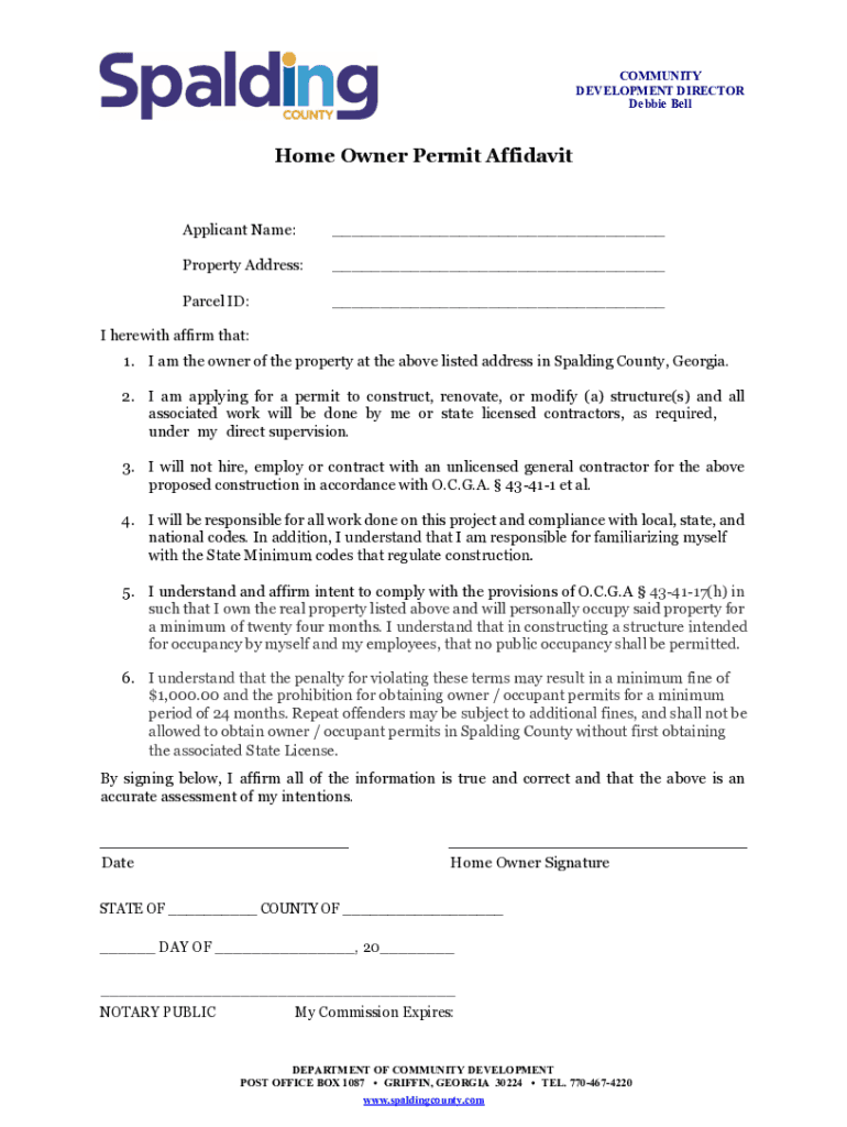Homeowner Affidavit 4 25 19  Form