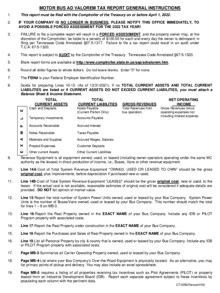 MOTOR BUS AD VALOREM TAX REPORT GENERAL INSTRUCTIONSVehicle TaxesTitle Ad Valorem Tax TAVT and Annual AdMOTOR BUS AD VALOREM TAX  Form