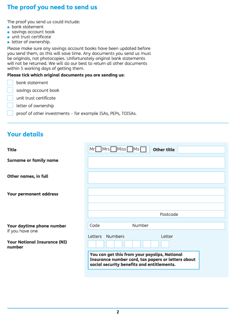 About Savings and Investment Form PC1H Pension Credit