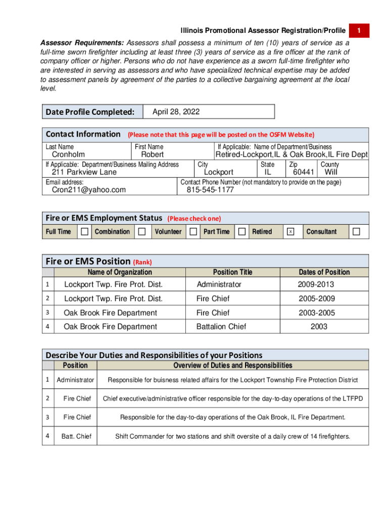 Fillable Online Www2 Illinois Certified Assessor  Form