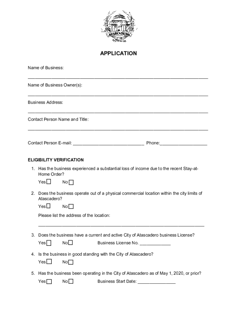 Www Atascadero Org Covid 19 AssetsAtascadero Small Business Emergency Grant Program Application  Form