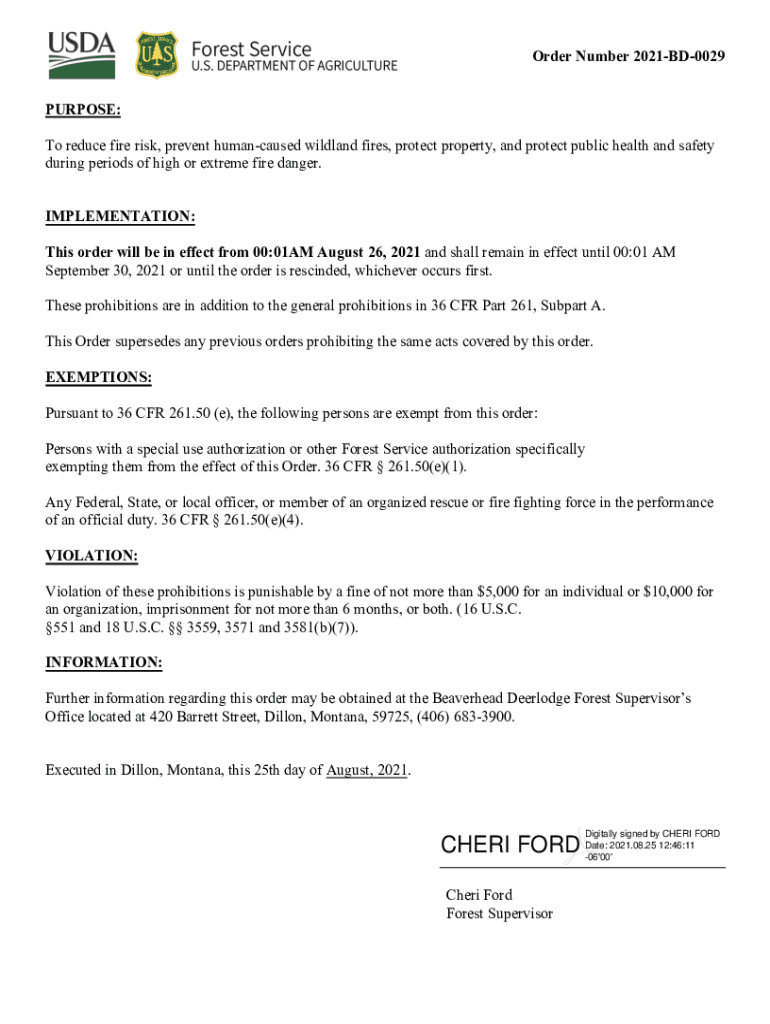 U S Department of Agriculture Forest Service  Form