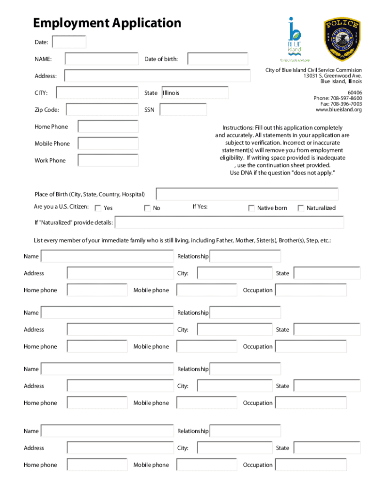 Il Application City Police  Form