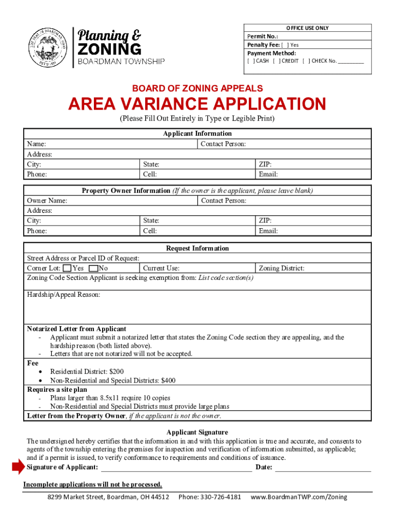 Township Zoning Appeals Planning  Form