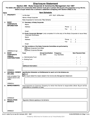 Section 206 Disclosure Statement Blank  Form