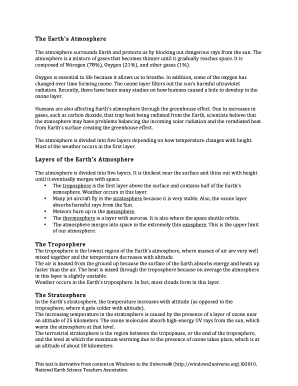 Layers of the Atmosphere Worksheet Answers PDF  Form