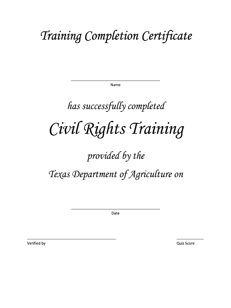Has Successfully Completed Civil Rights Training Squaremeals  Form