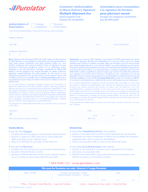 Purolator Snr Form