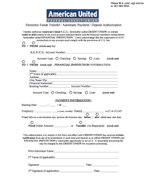 Federal Electronic Funds Transfer  Form