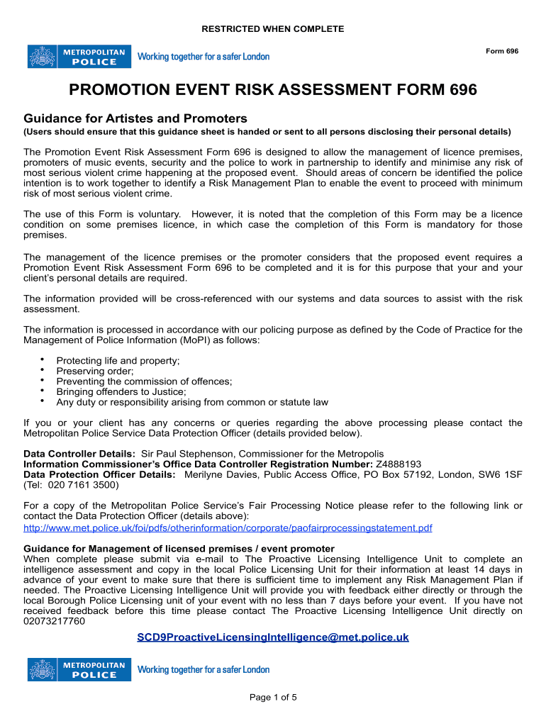 Event Risk Assessment  Form