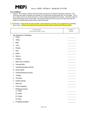 Early Childhood Classroom Checklist MEPI  Form