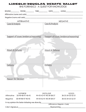 LINCOLN DOUGLAS DEBATE BALLOT BHS FORENSICS a Wyforensics  Form