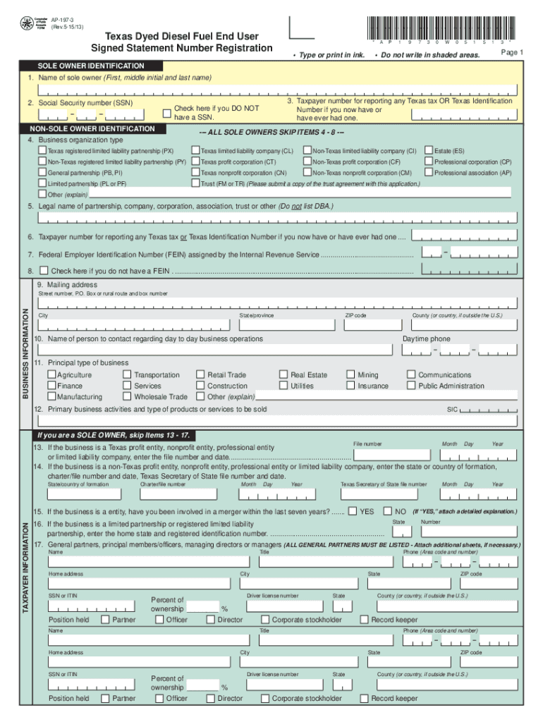  Dyed Diesel  Form 2015