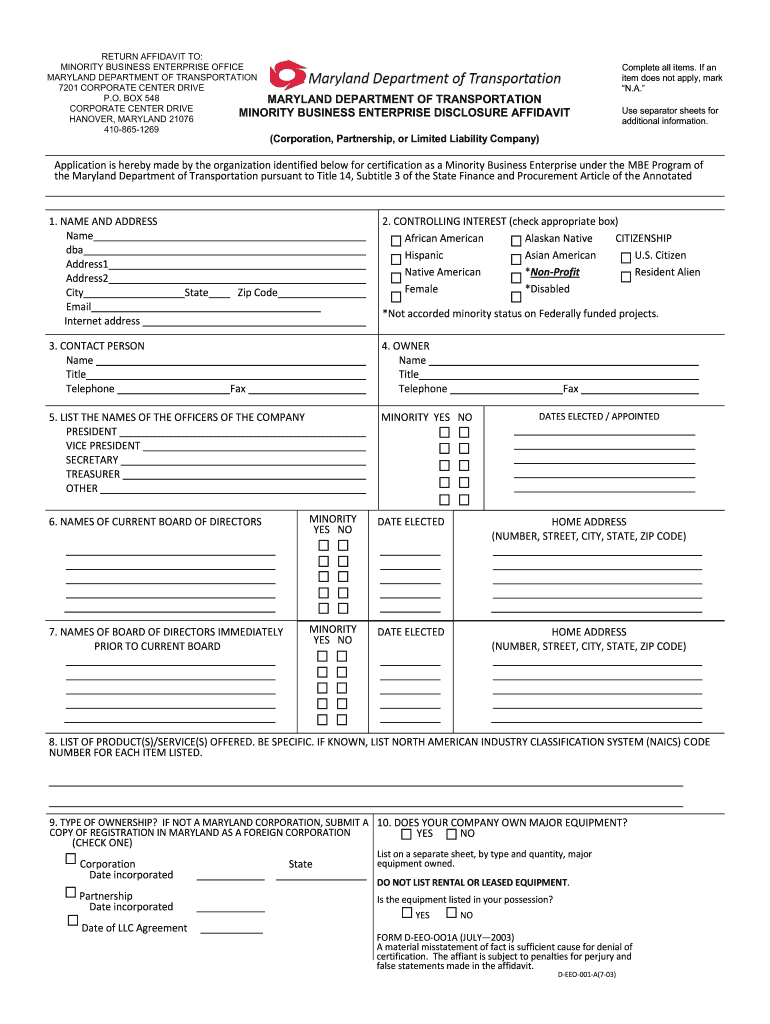 Get and Sign Form D Eeo 001a 2003-2022