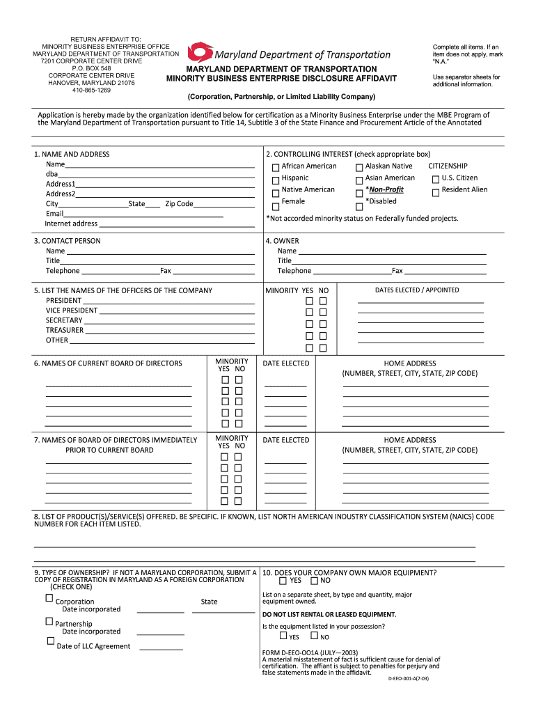  Form D Eeo 001a 2003-2024