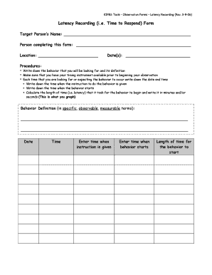 Obs Forms Latency Form 3 9 06 DOC English Literature