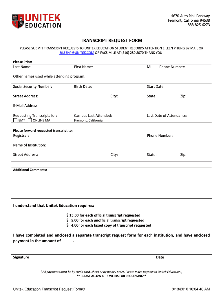 Unitek Prerequisites Lvn  Form