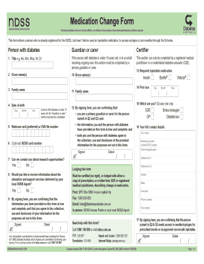 Ndss Change of Medication Form