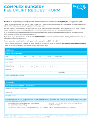 Bupa Uplift Form