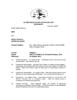 Swazilii Industrial Court Judgements  Form
