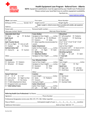 Red Cross Equipment Loan Form Alberta