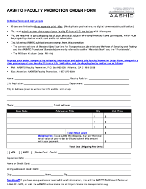 AASHTO Faculty Order Form Downloads Transportation