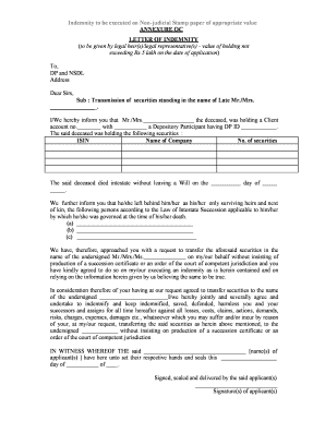 Annexure Oc Letter of Indemnity  Form