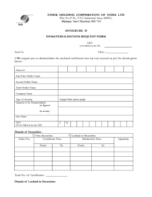 ANNEXURE D DEMATERIALISATION REQUEST FORM