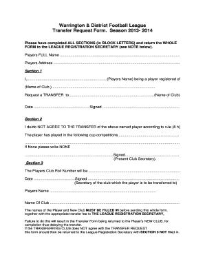 Football Transfer Request Form